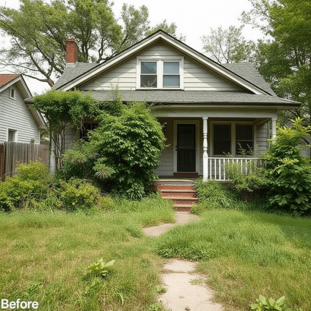 Fargo home before cash purchase by Prairie Home Rescue
